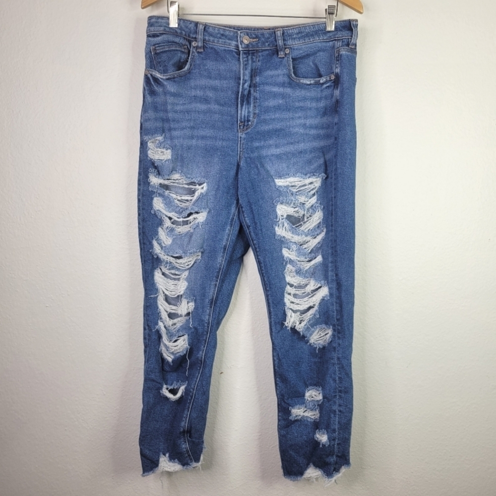 AEO Womens heavy distressed mom jeans
